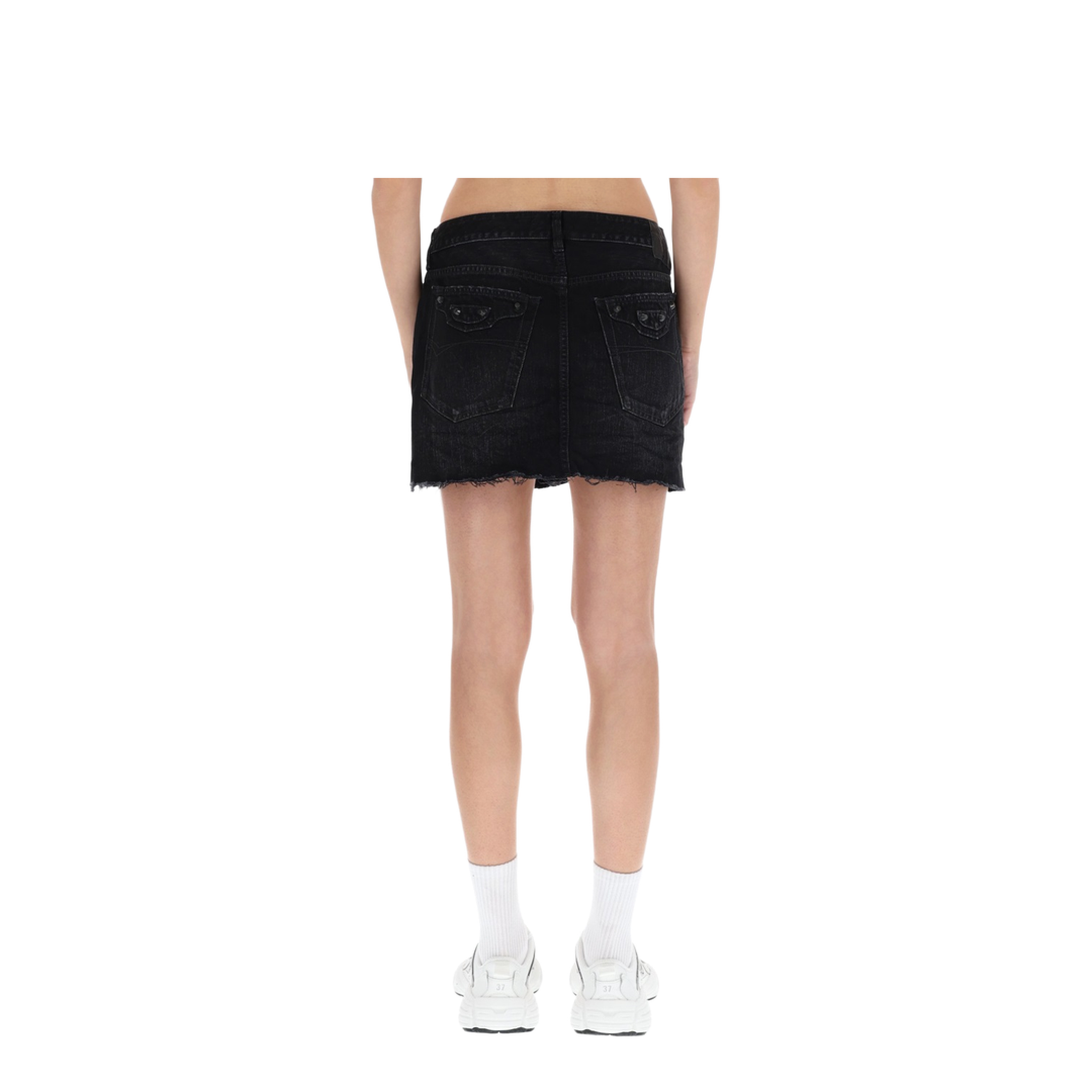Black Denim City Mini Skirt - Image 4