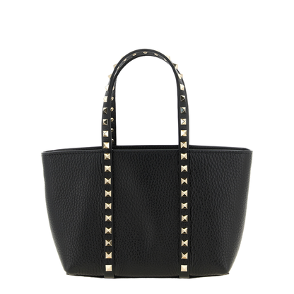 Rockstud Small Calfskin Shopping Bag - Black - Image 1