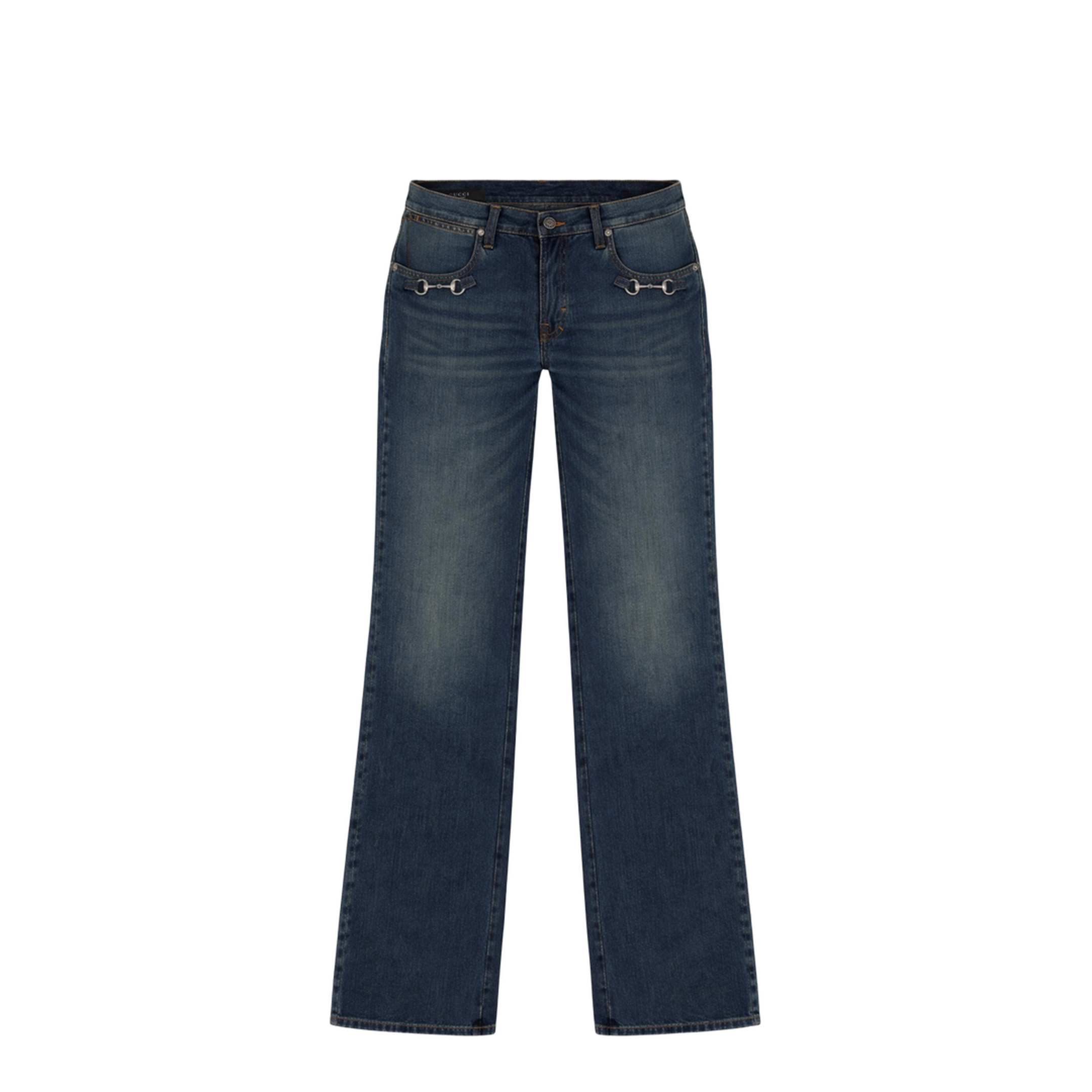 Denim Jeans with Horsebit Detail - Image 1