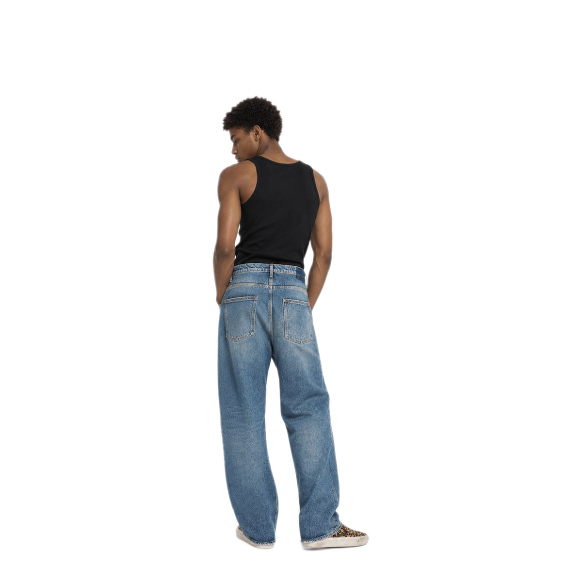 Blue Medium Wash Loose Jeans - Image 4