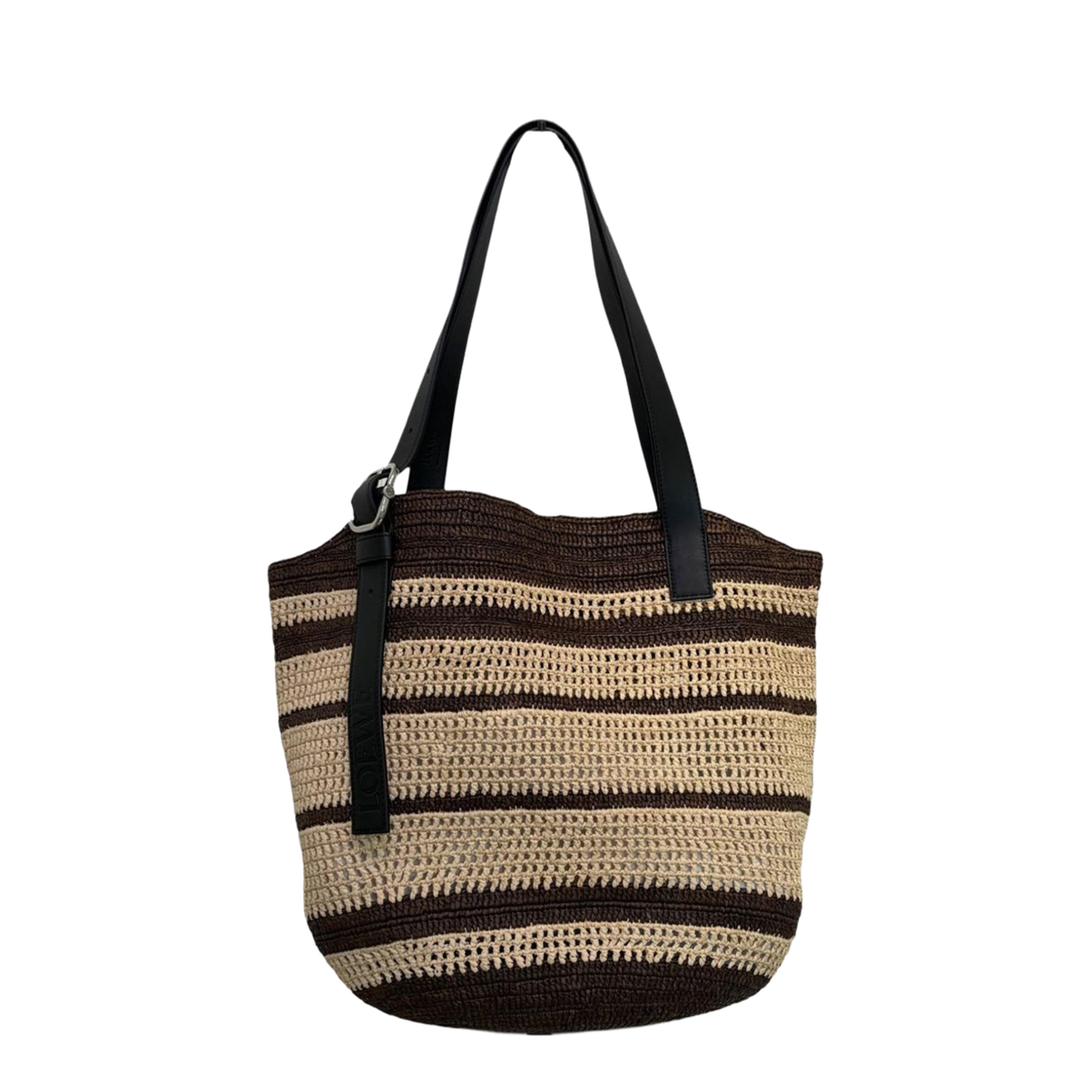 Loop Raffia Basket Bag - Chocolate/Natural - Image 1