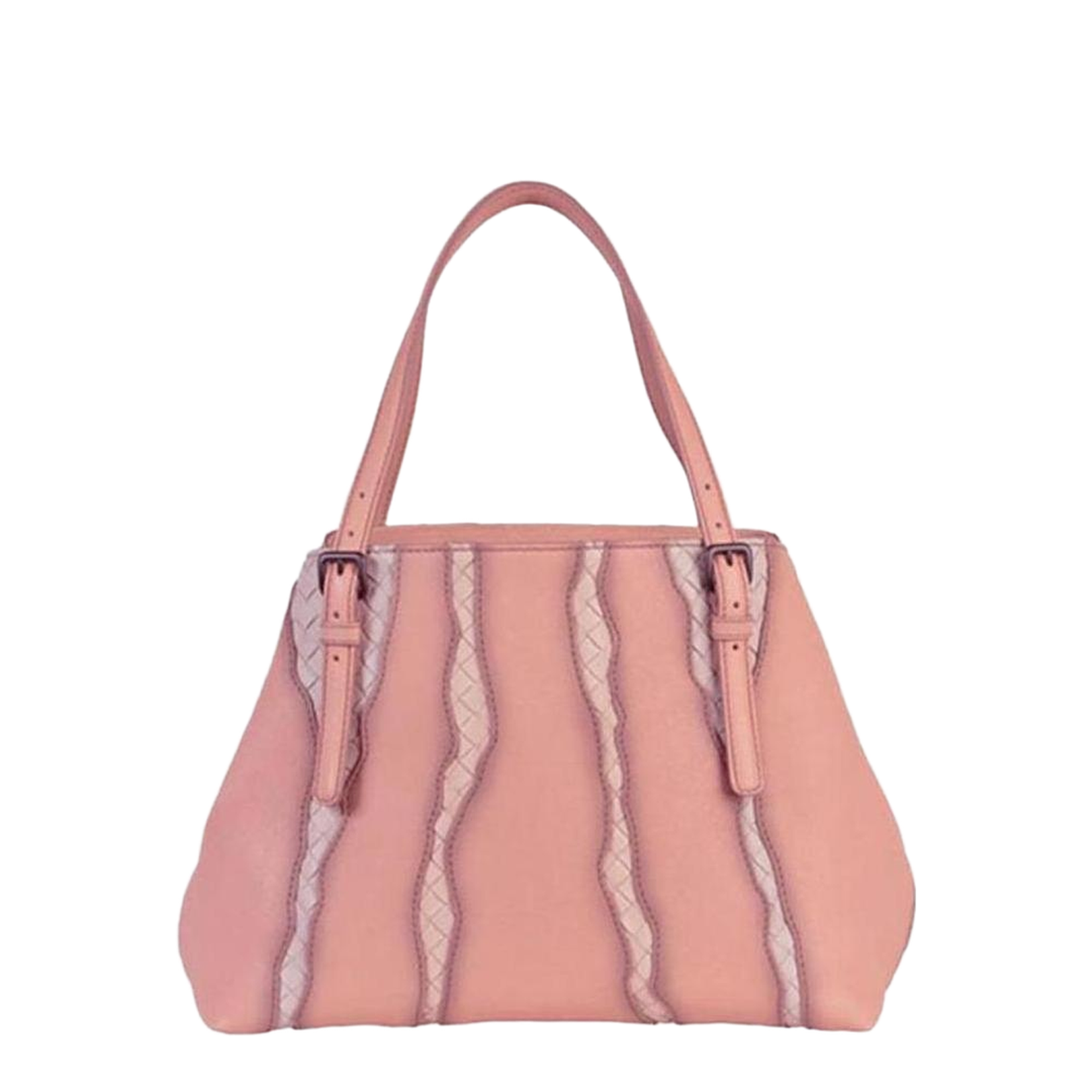 Intrecciato Leather Tote Bags - Pink - Image 1