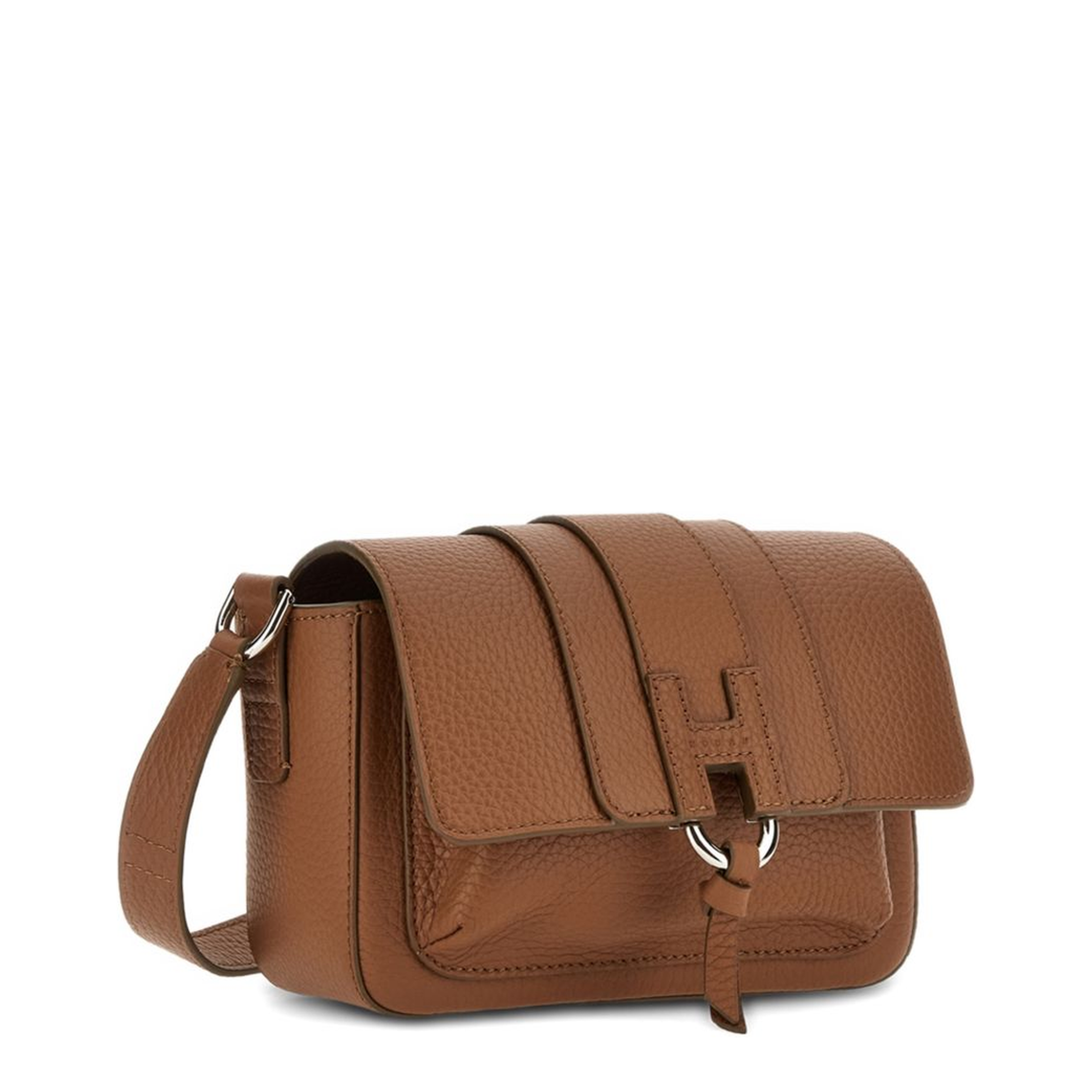 Trend Hammered Leather Flap Bag - Brown - Image 3