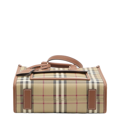 Mini Freya Tote Bag Check Coated Cotton Blend - Image 3