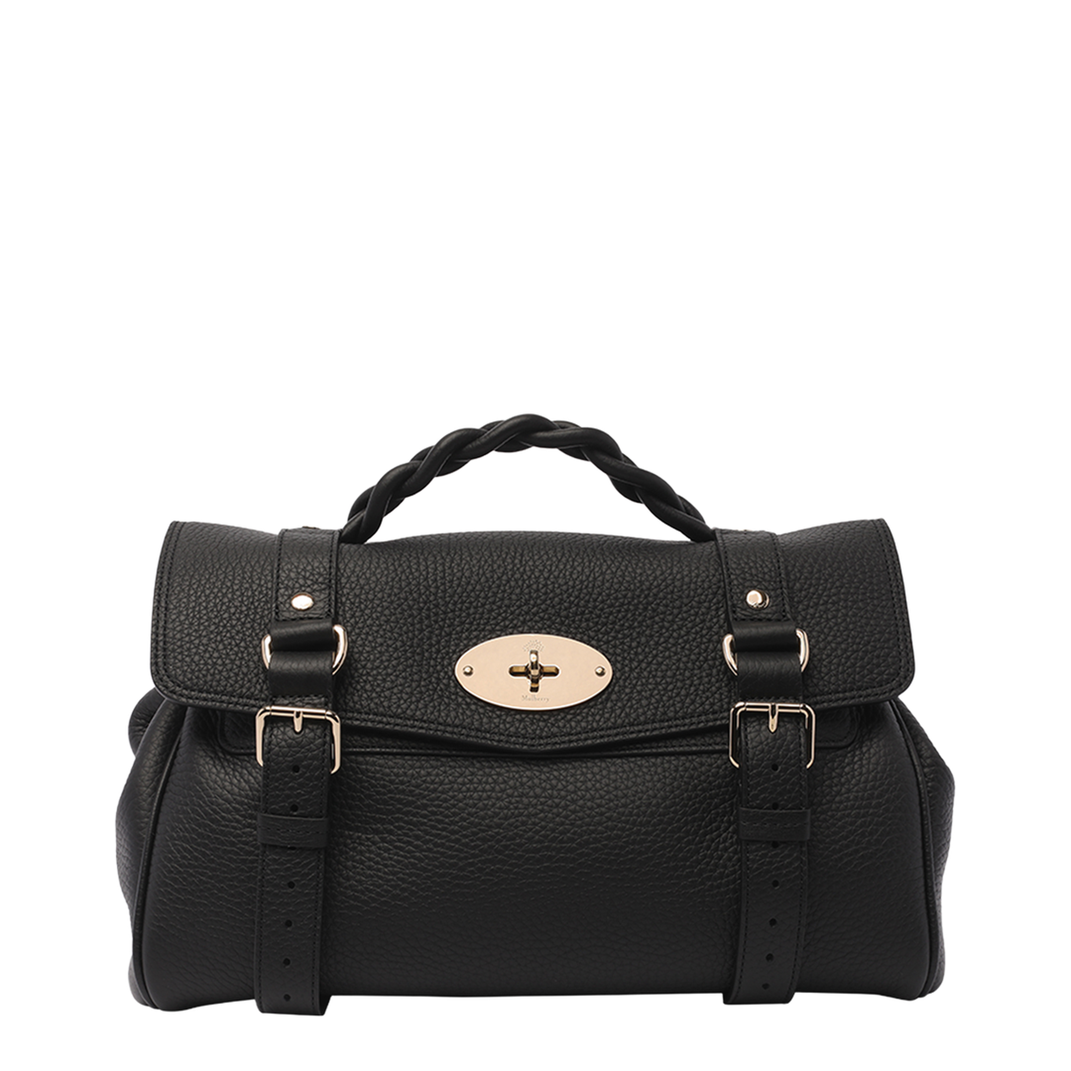 Alexa Heavy Grain Leather Shoulder Bag - Black - Image 1
