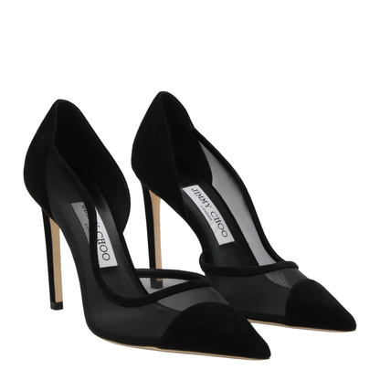 Brigitte 100 Pumps in Black Suede and Mesh - Image 4