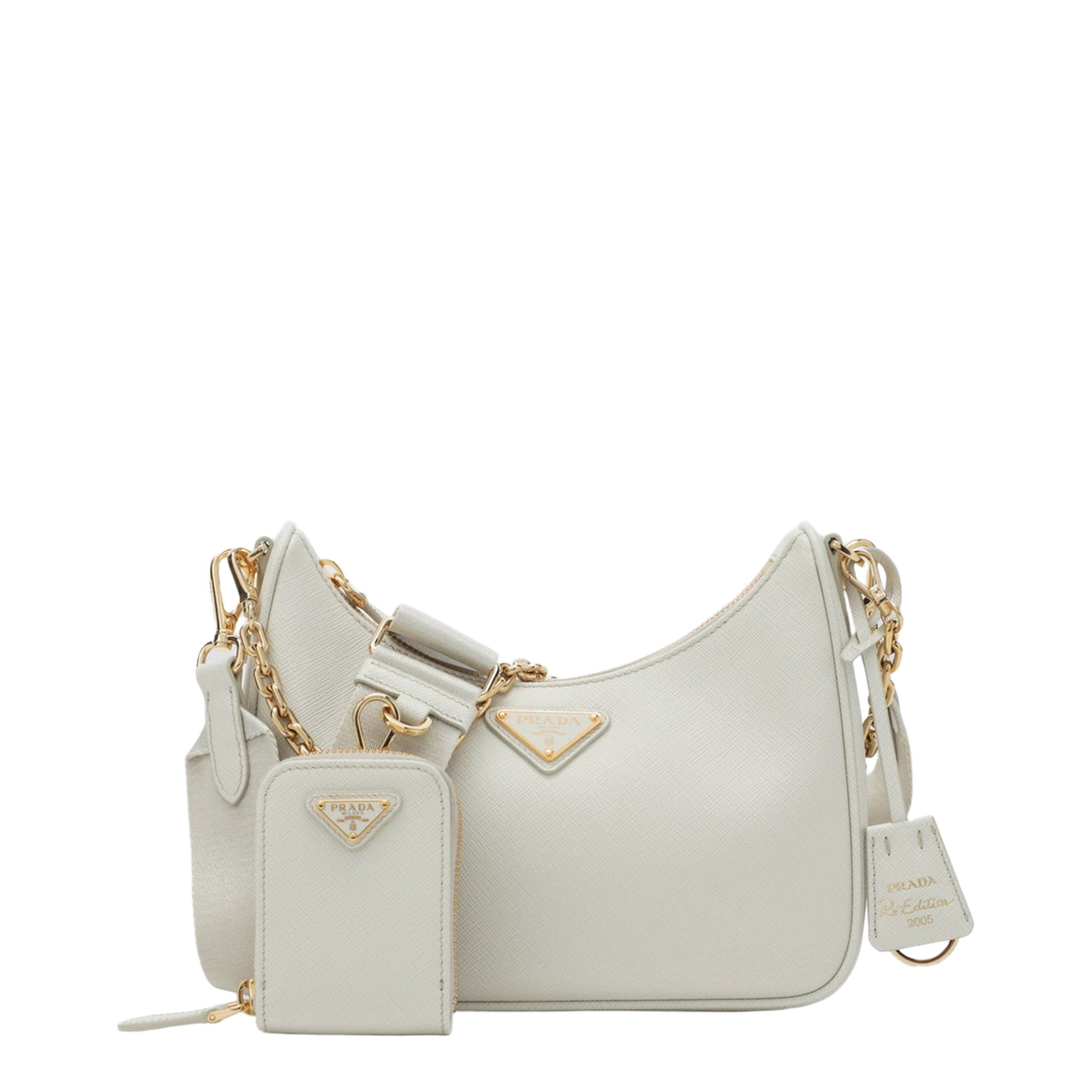 Re-Edition 2005 Saffiano Leather Shoulder Bag - Talc - Image 1