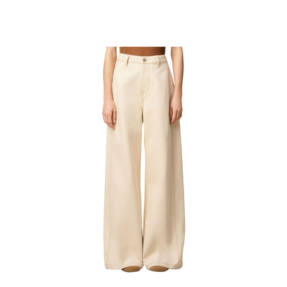 White Cotton Super Wide Fit Jeans - Image 5