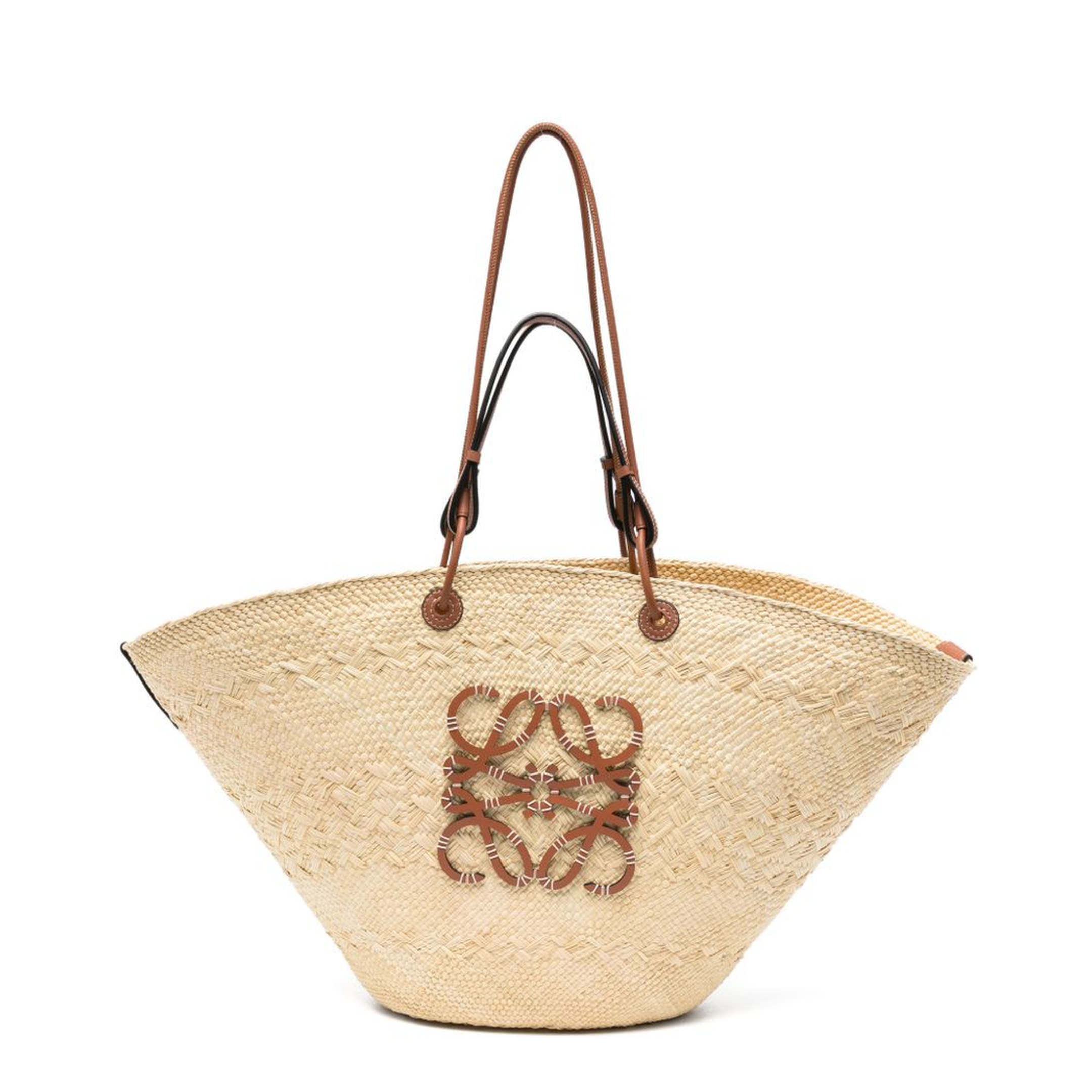 Paula's Ibiza Large Iraca Palm/Calfskin Basket Bag - Natural/Tan - Image 1