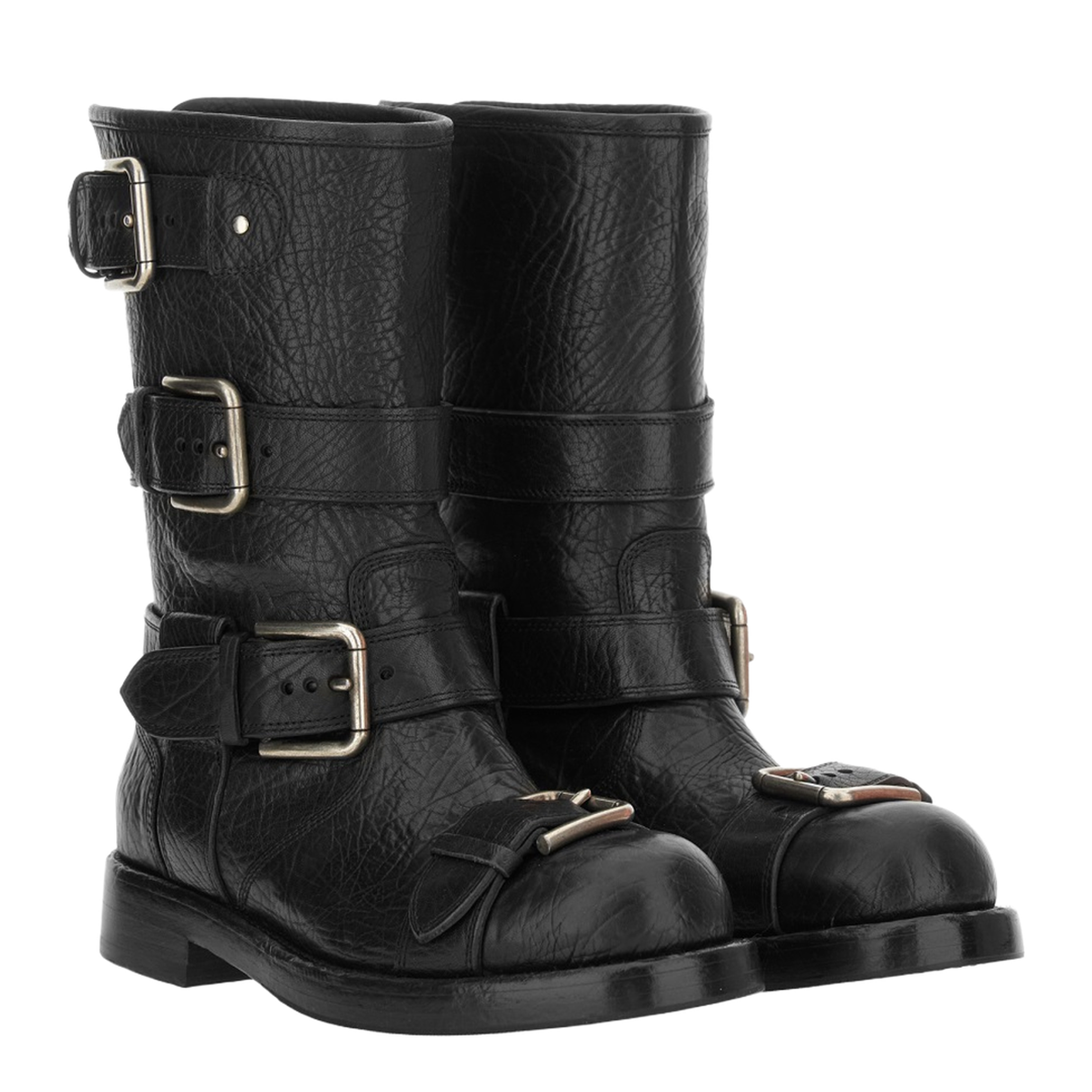 Black leather boots with straps - Image 2