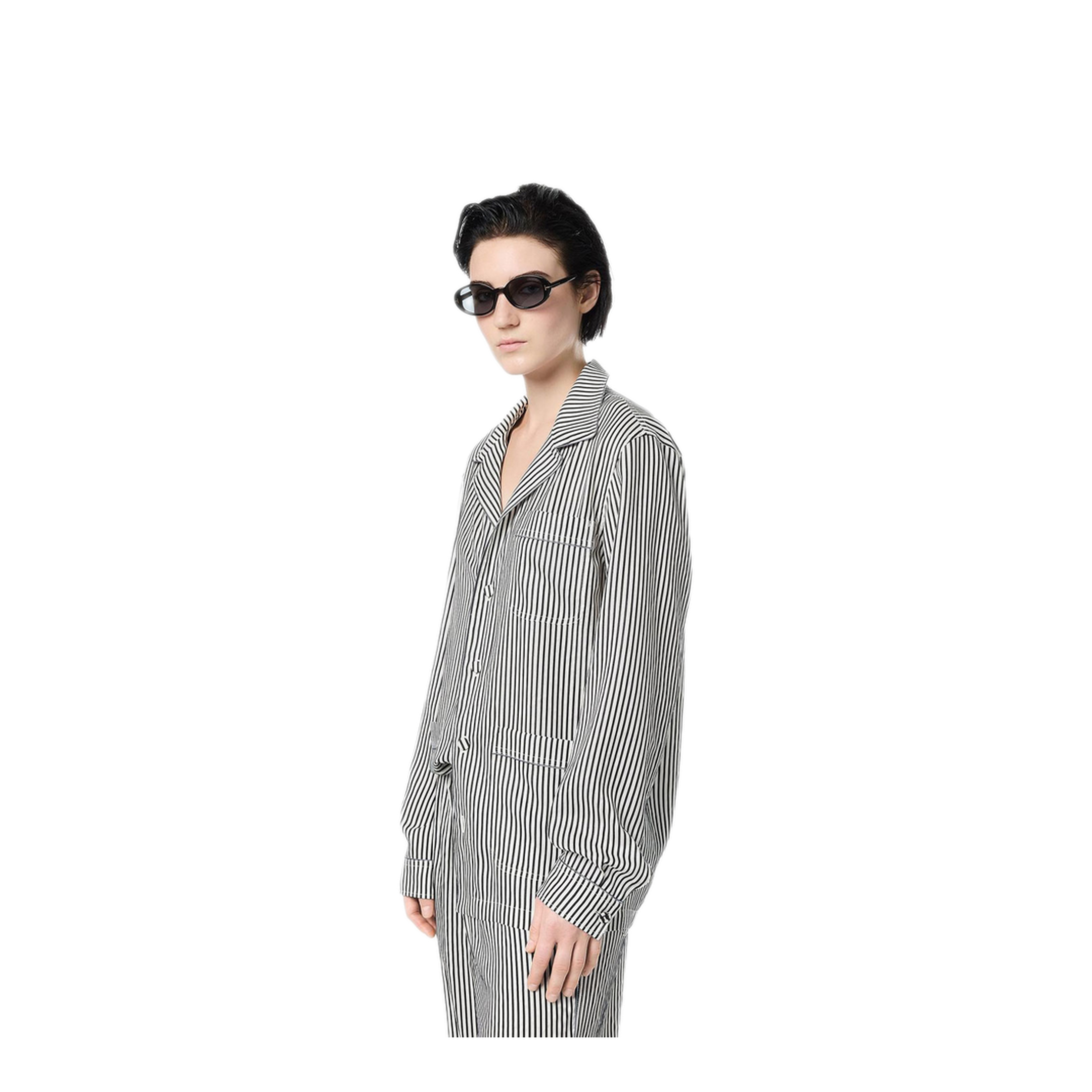 Striped Silk PJ Shirt with Piping - Image 4