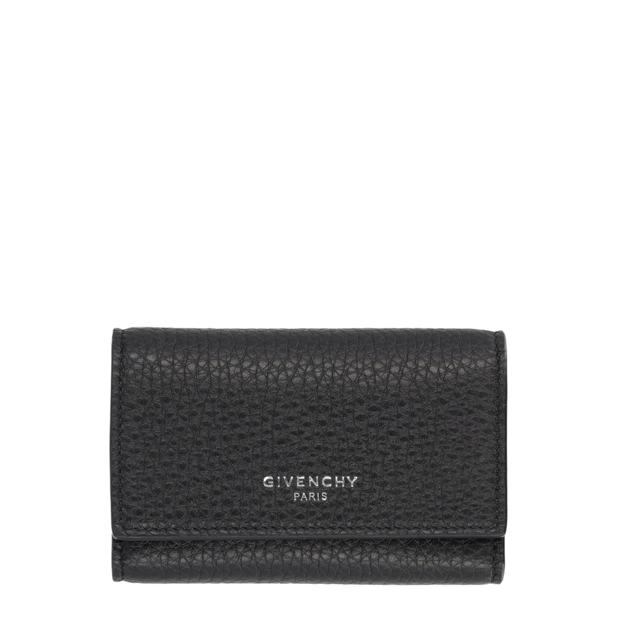 Logo Grained Leather Key Case - Black - Image 1