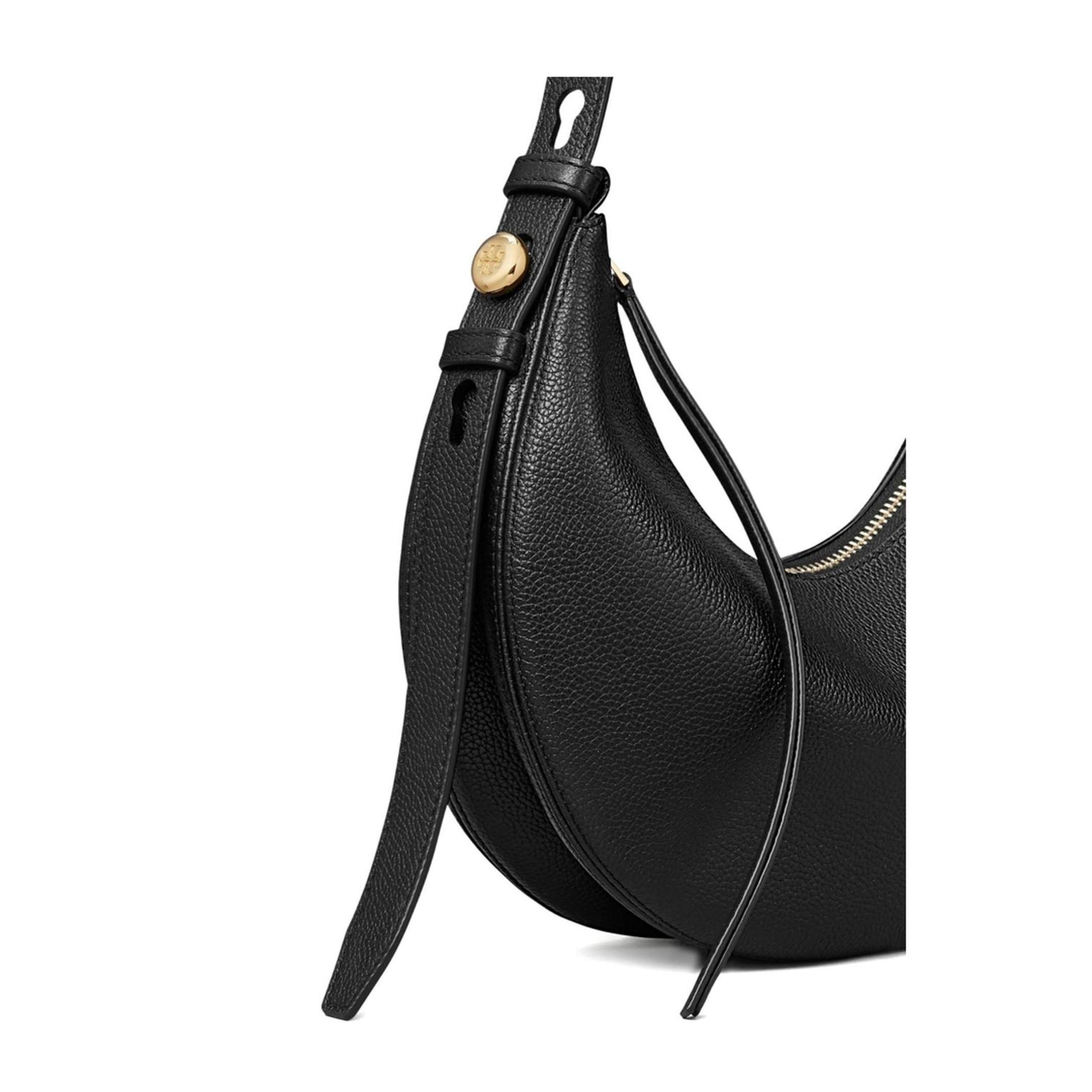 Romy Half Moon Bag Pebbled Leather Shoulder Bag - Black - Image 2