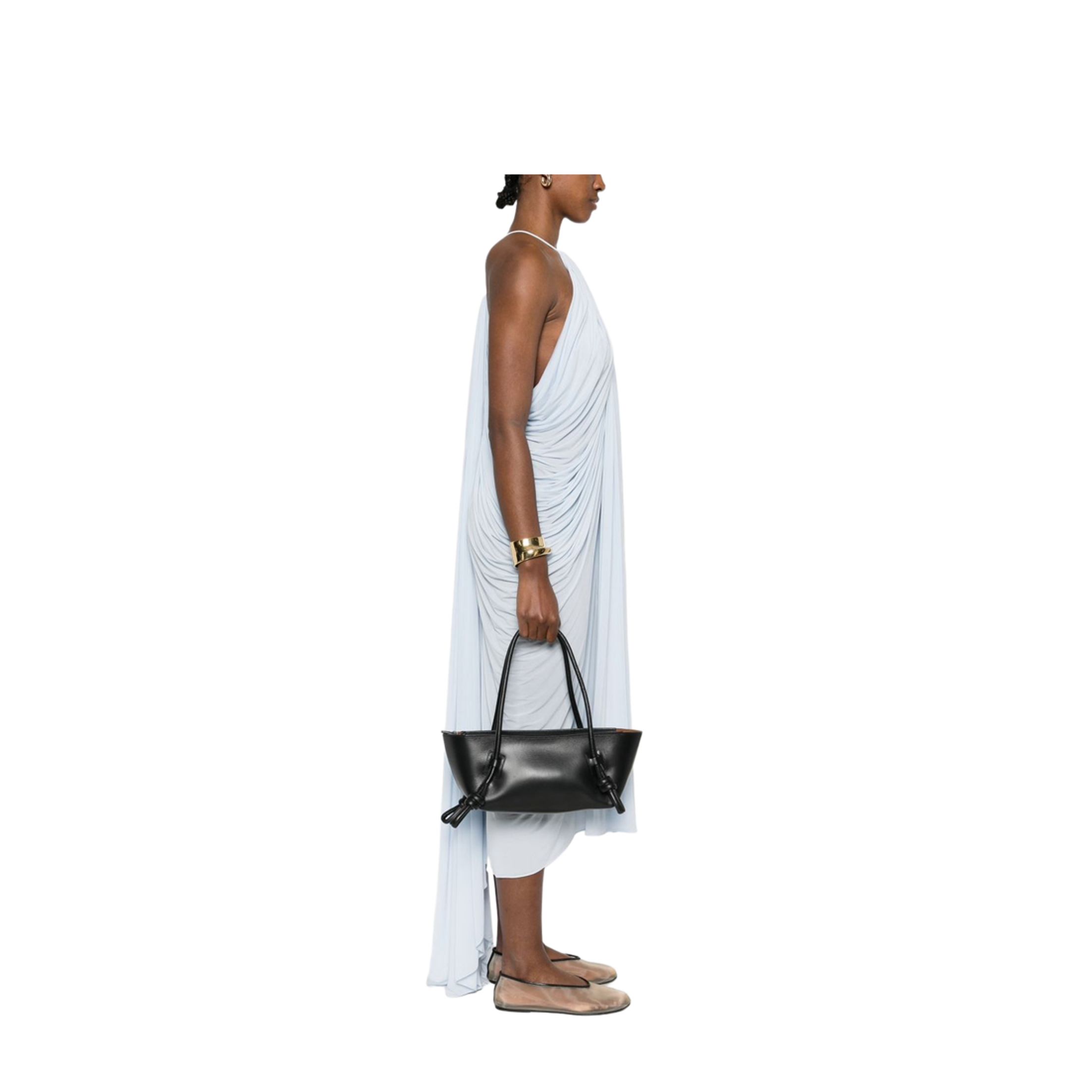 Fleca Cow Leather Shoulder Bag - Black - Image 4