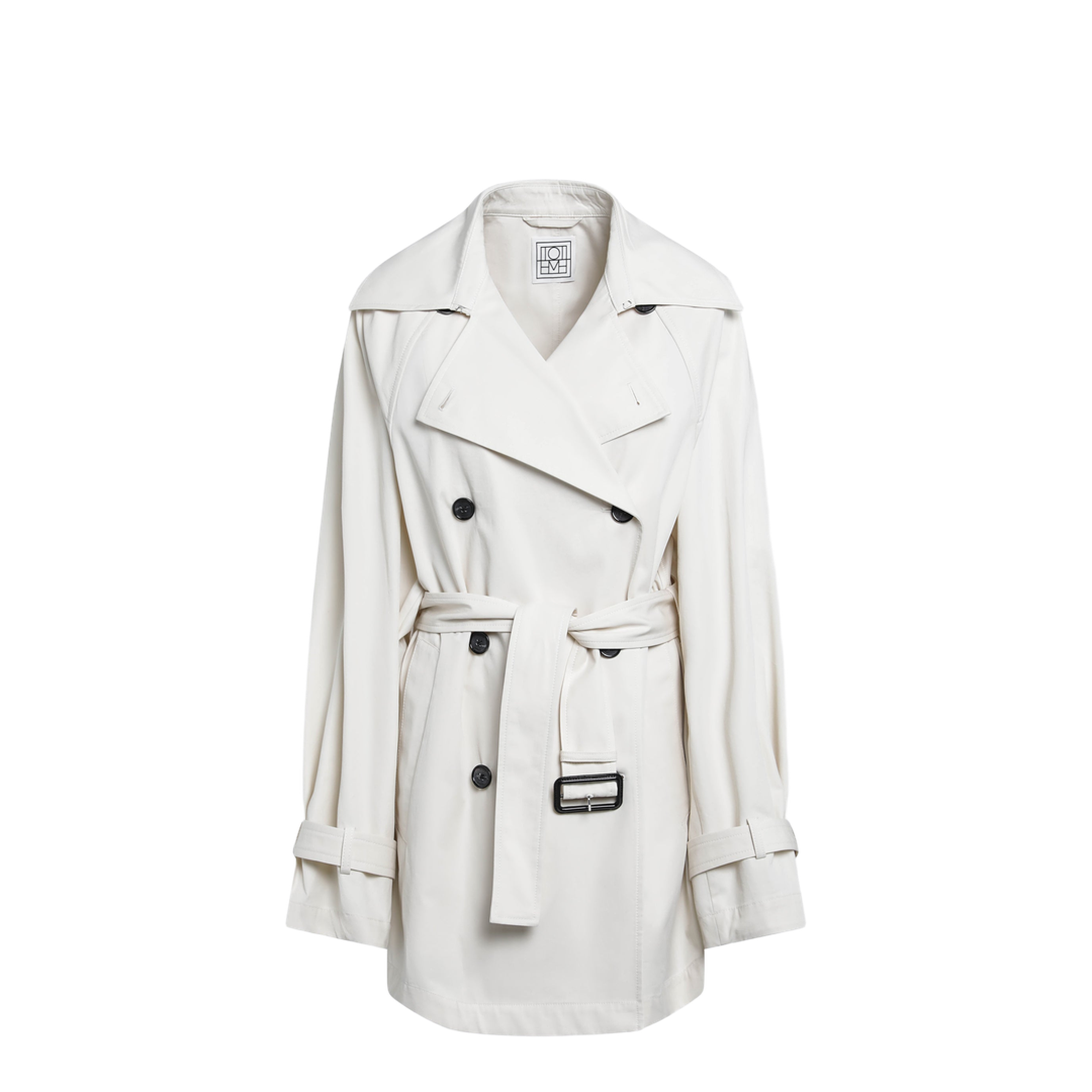 Ivory Double-Breasted Cotton Trench Coat - Image 1