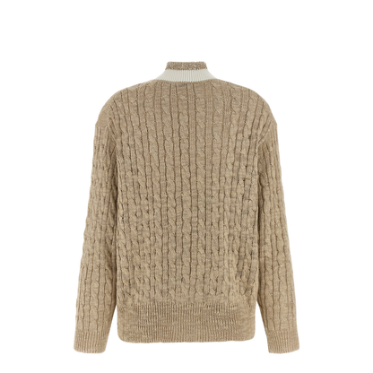 Braided Knitted Cardigan - Beige - Image 2