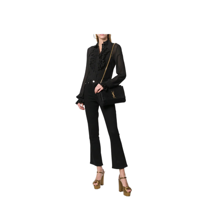 Kate Medium Suede Shoulder Bags - Black - Image 4