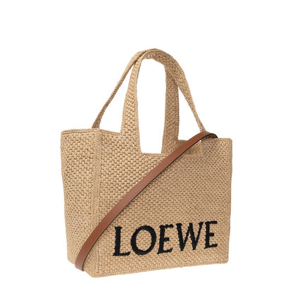 Medium Font Tote Bag Raffia Beige - Image 4