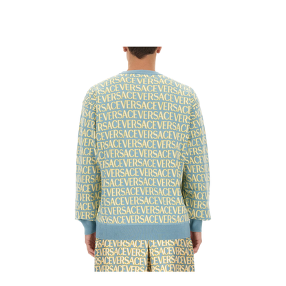 Cotton Crew Neck Sweater Blue - Image 3