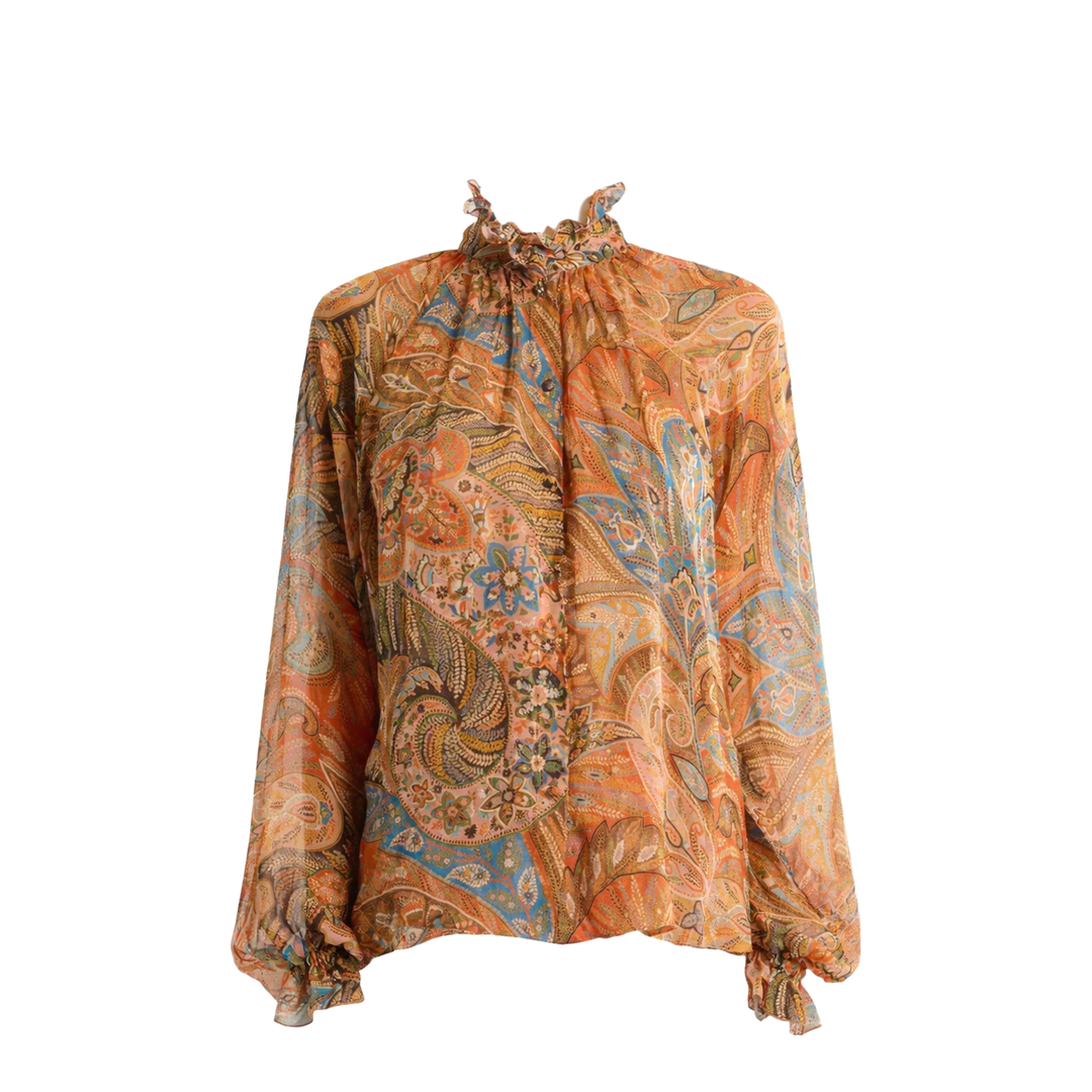 Silk Shirt with Ruffles and Paisley Motif - Image 1