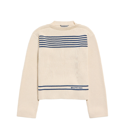 Boatneck Sweater in Cotton Ribbed Knit - Image 1