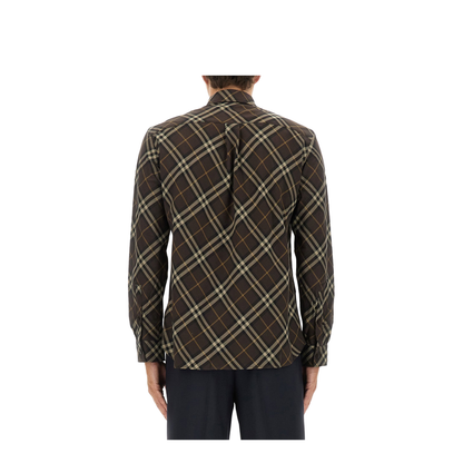 Cotton Shirt With Check Motif In Brown - Image 3