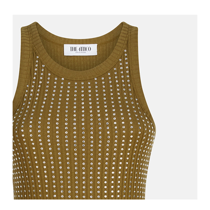 Military Green Mini Dress with Rhinestones - Image 2