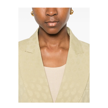 Paisley Pattern Double Breasted Blazer - Beige - Image 5