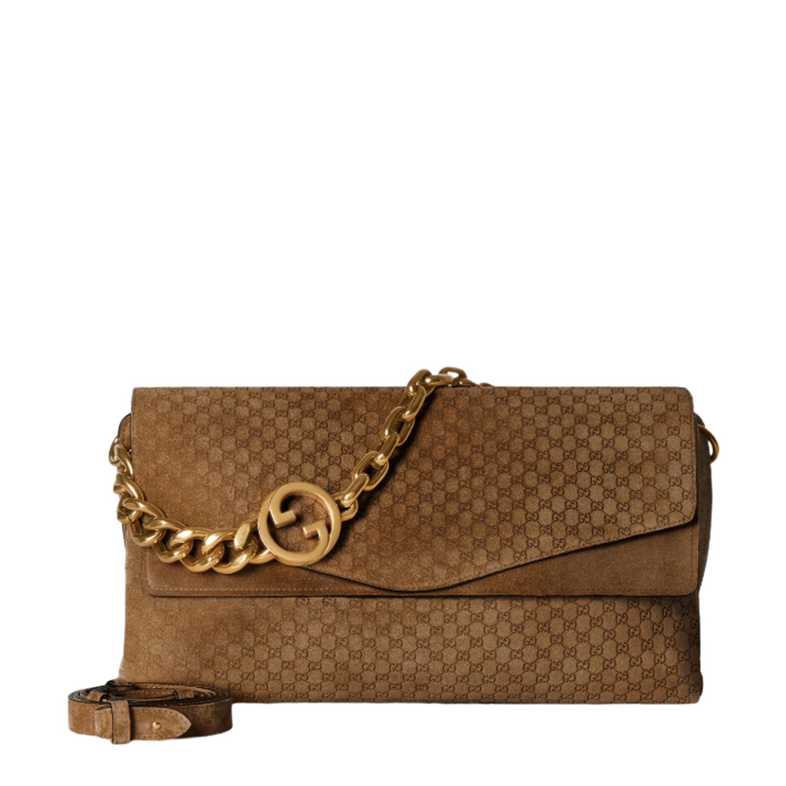 Large Shoulder Bag GG Suede Brown - Image 5