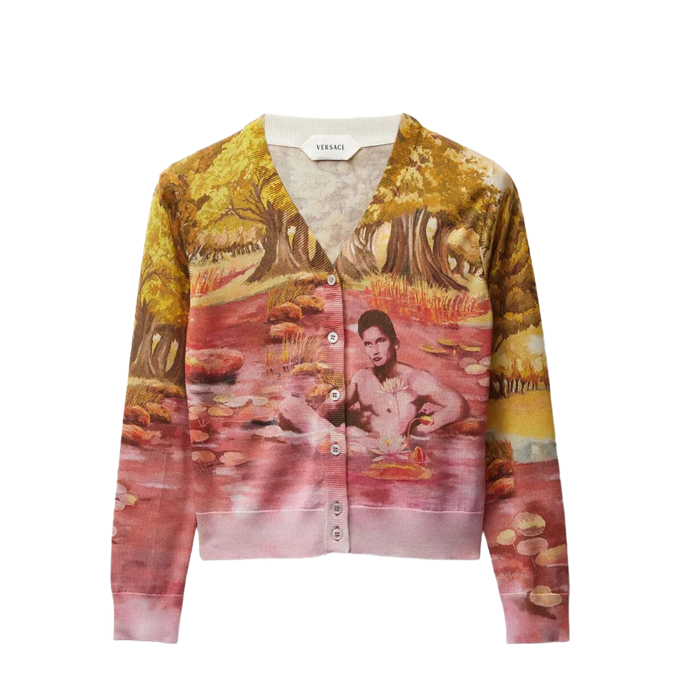 Naturist Print Silk Knit Cardigan - Image 1