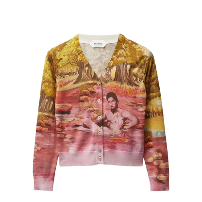 Naturist Print Silk Knit Cardigan - Image 1