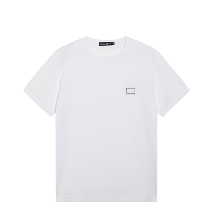 Cotton T-shirt with logo plaque in optic white - Image 1