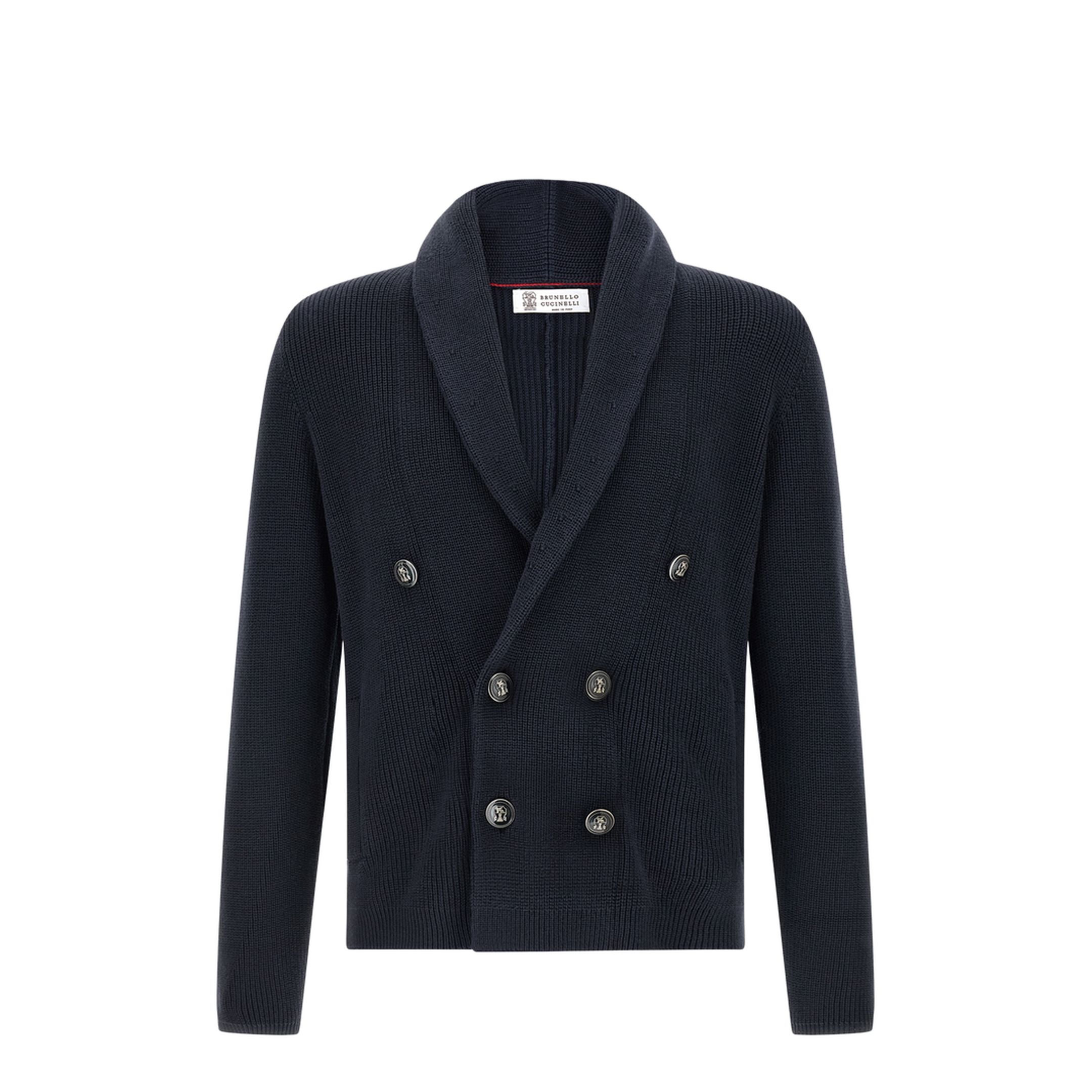 Men's Shawl Collar Cardigan Navy Blue - Image 4