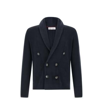 Men's Shawl Collar Cardigan Navy Blue - Image 4