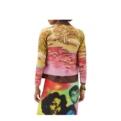 Naturist Print Silk Knit Cardigan - Image 3