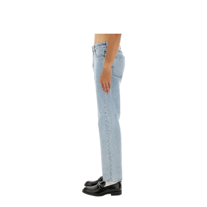 Washed Denim Pant with Insert in Light Blue - Image 8