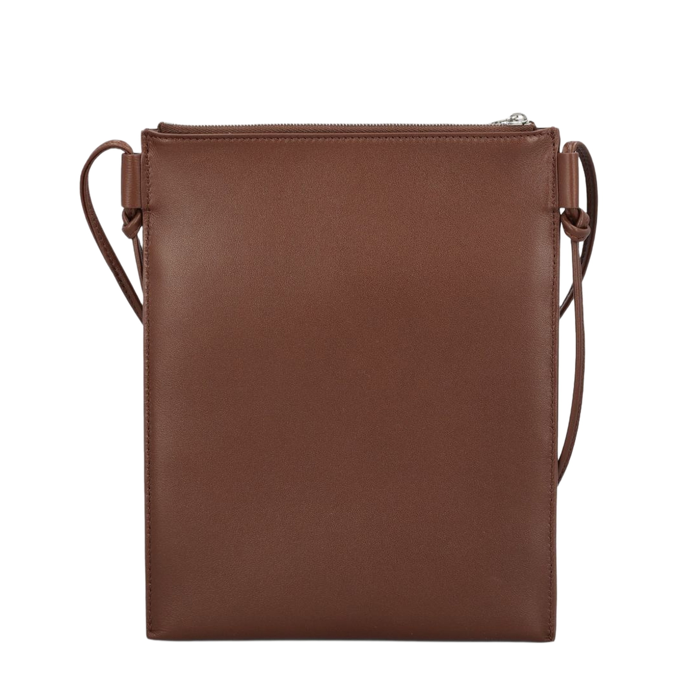 Logo Printed Sharp Leather Crossbody Bag - Brown - Image 3