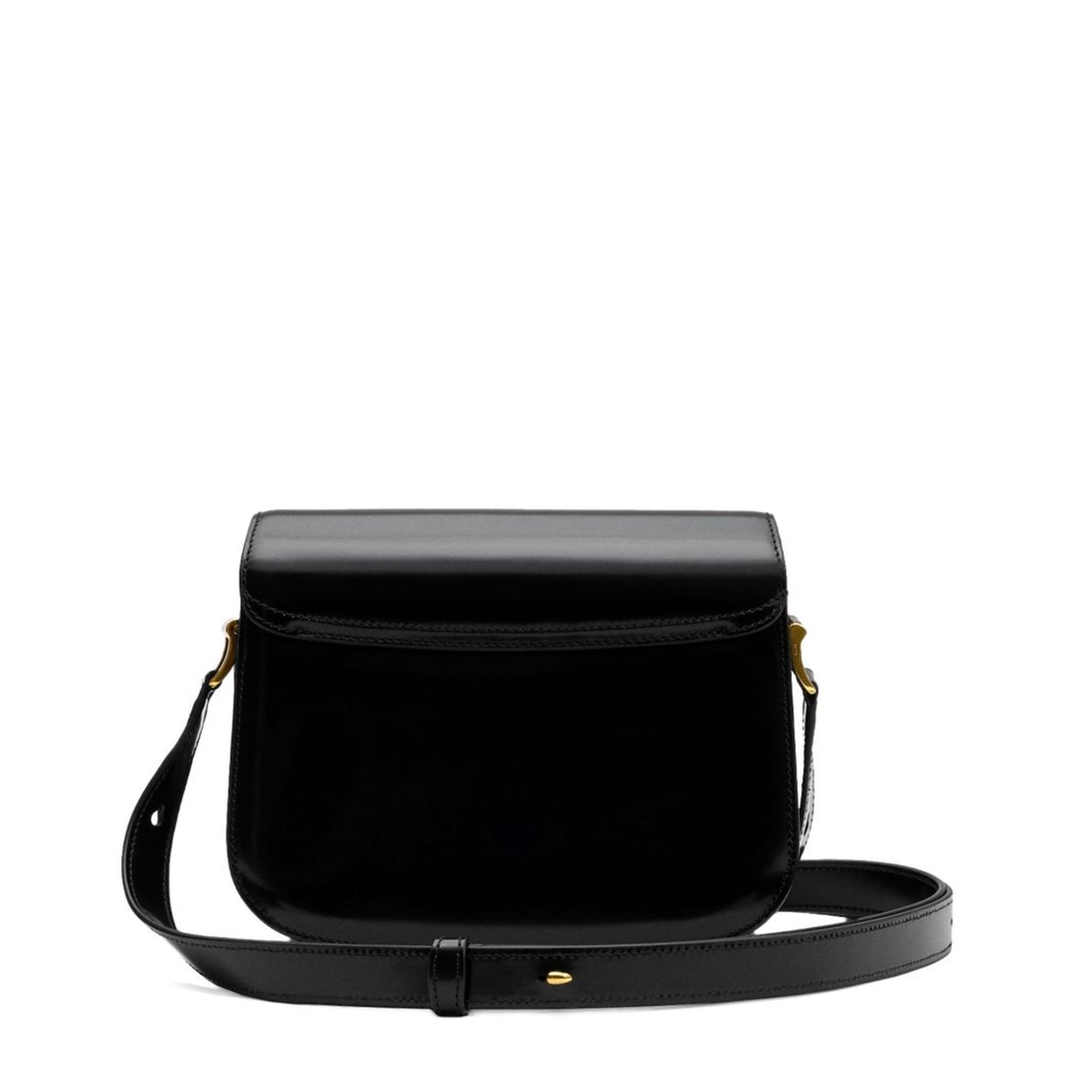 Black Glazed Leather Bag - Image 4