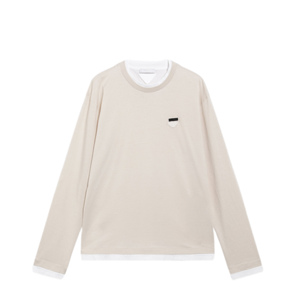 Talc White Long-Sleeve Cotton Top - Image 1