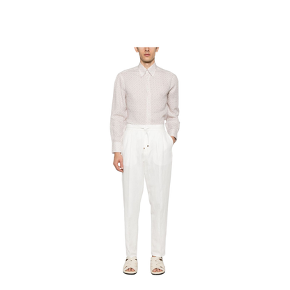 Linen Blend Drawstring Trousers - Image 3