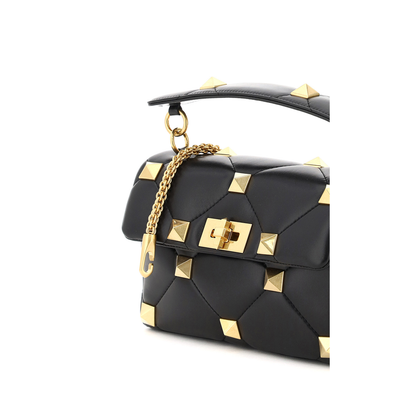 Garavani Black Nappa Leather Medium Roman Stud Handbag - Image 4