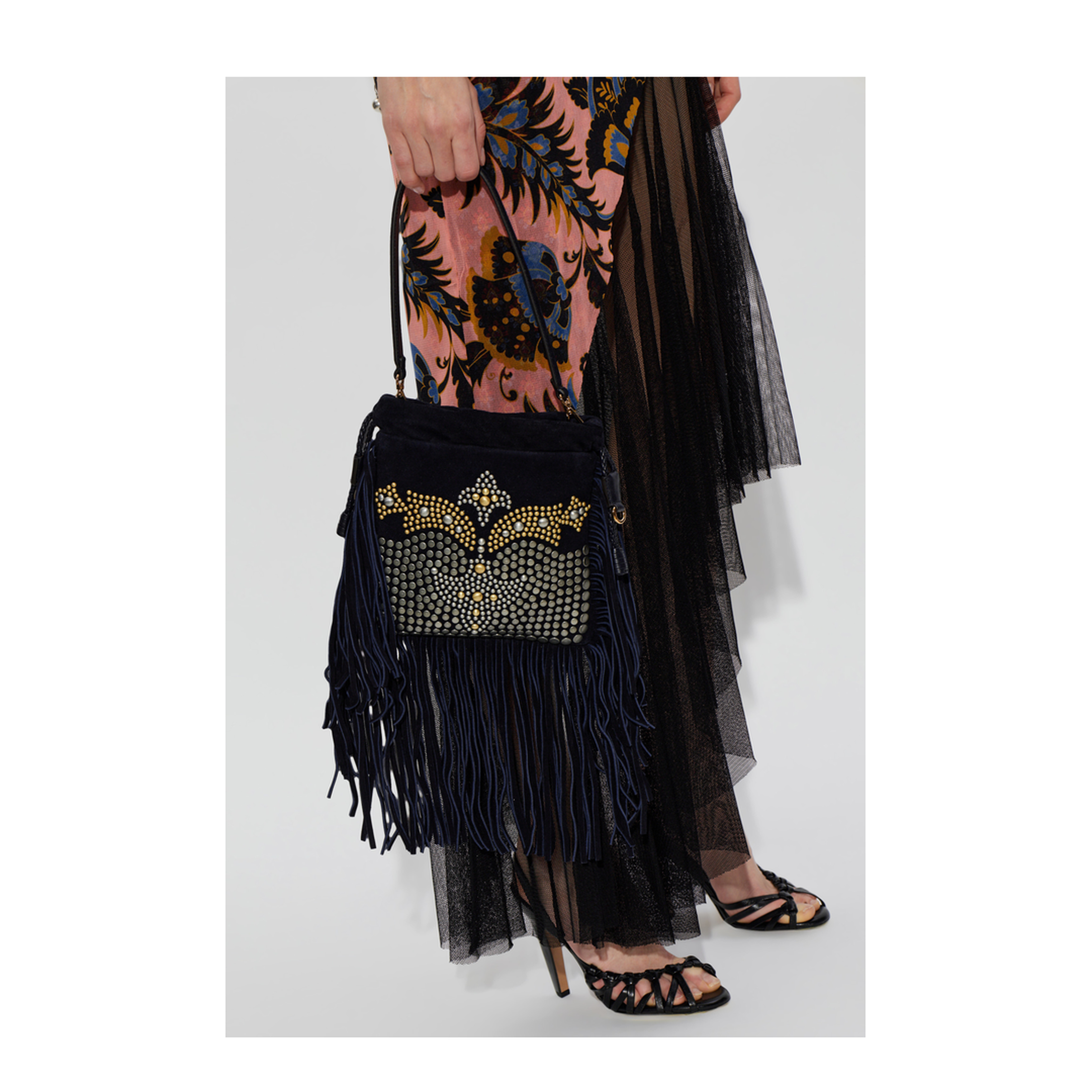 Kalispera Small Suede Leather Shoulder Bag - Navy - Image 2