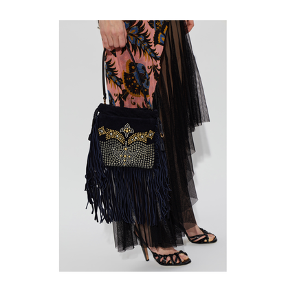 Kalispera Small Suede Leather Shoulder Bag - Navy - Image 2