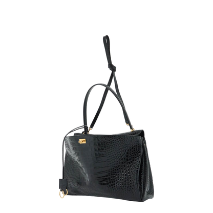 Rodeo Large Calf Leather Handbag - Black - Image 3
