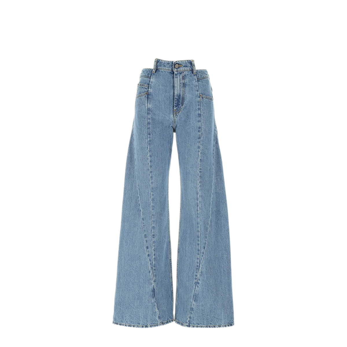 Blue Denim Regular-waisted Wide-leg Jeans - Image 1