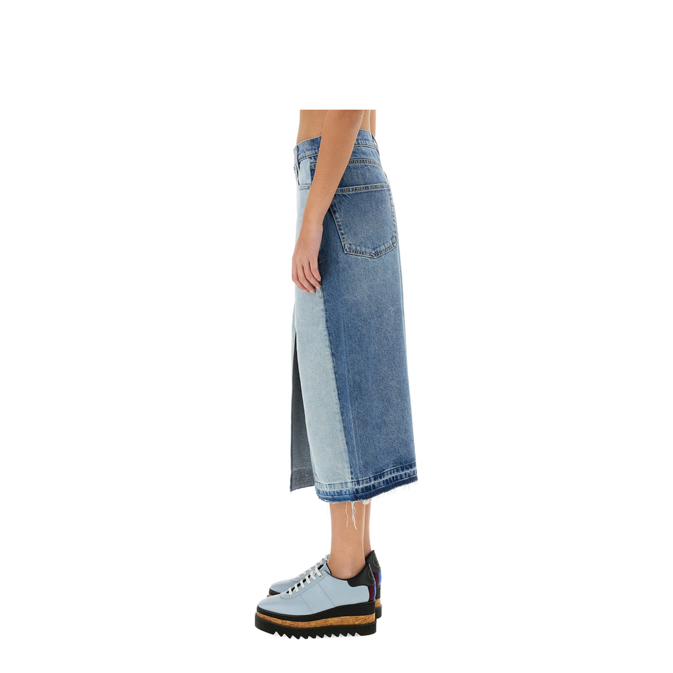 Denim Skirt with Contrasting Panel - Image 4