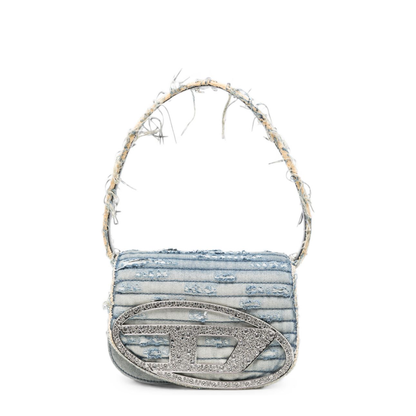 1DR One Size Cotton-Leather Shoulder Bag - Blue - Image 1