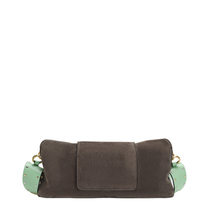 Vivian Pouch in Taupe/Mint Suede - Image 2