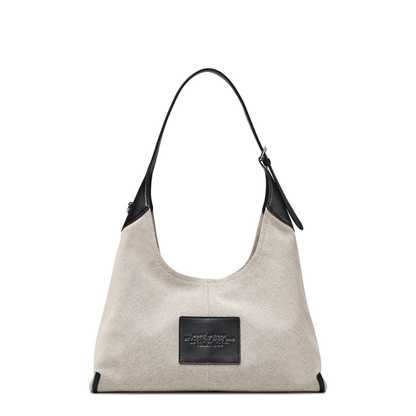 The Sack Bag Canvas Shoulder Bag - Ivory/Black - Image 5
