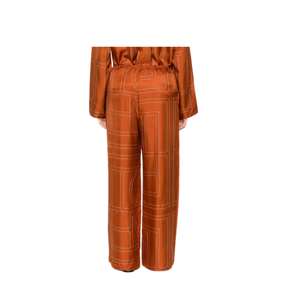 Brown Pants with Wide Leg and All-Over Logo Print - Image 2